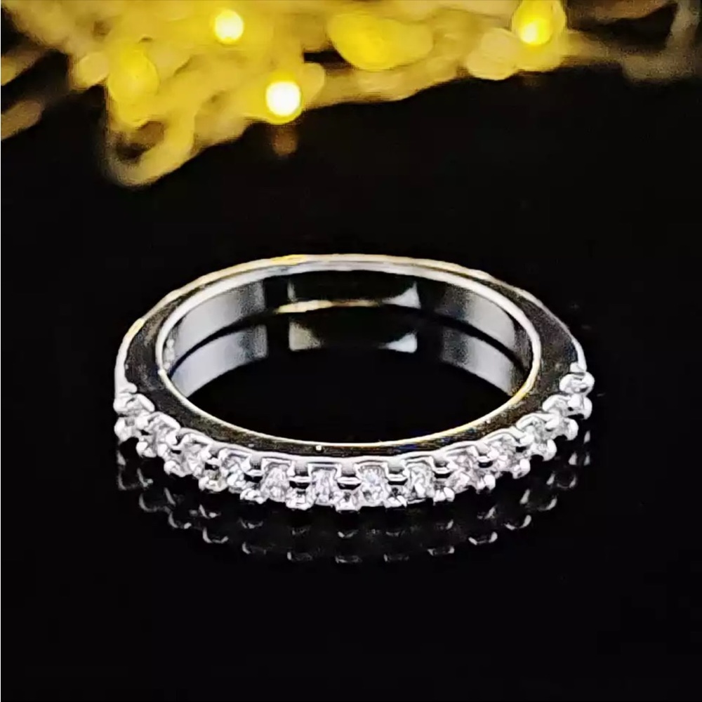 New 925 Silver Wedding Engagement Eternity Diamond Ring - Picture 1 of 4